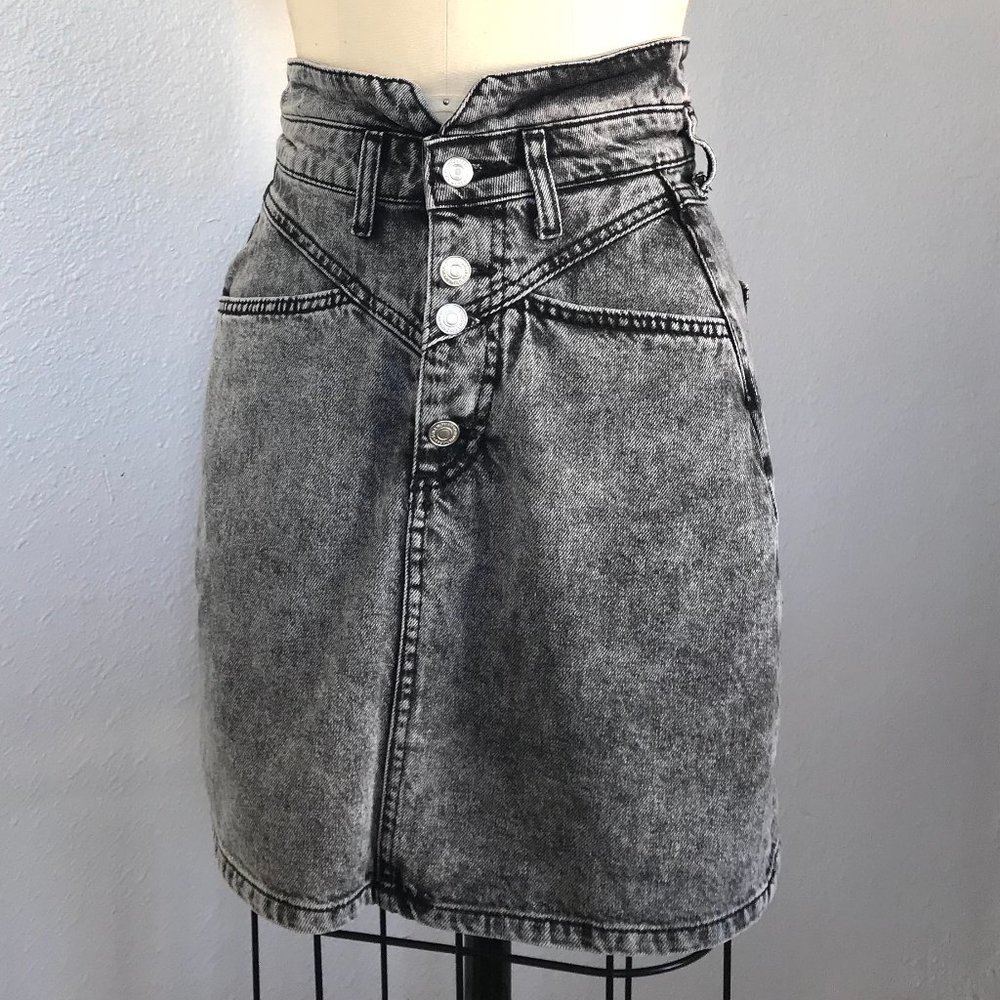 ZARA Acid Washed Denim Skirt high waist  SZ- S